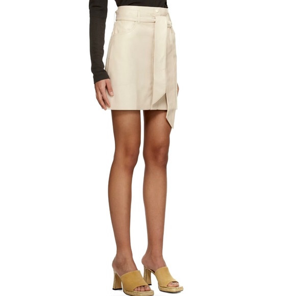 Nanushka beige Meda Vegan Leather Miniskirt Sz L New With Tags - Picture 7 of 14